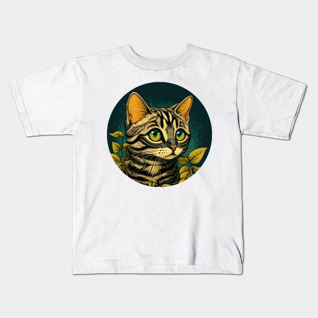 Cute Cat Thinking About Life - Love Cats Kids T-Shirt by jordanfaulkner02